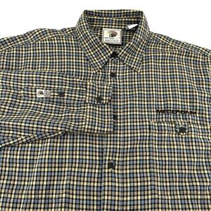 MECCA USA Denim Mens Size XXL Button Up Plaid Flannel Board Shirt Yellow/Blue
